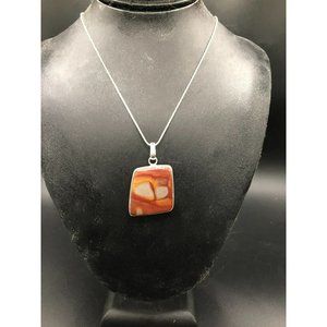 Natural 30.4 Ct Mookite Jasper Pendant Cabochon 925 Sterling Silver Overlay